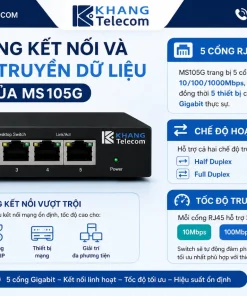 Switch 5 Cổng Mercusys MS105G: 5 RJ45, Gigabit, Tiết Kiệm Điện