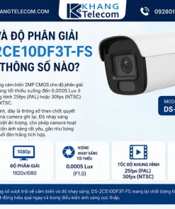 Camera Analog HDTVI 2MP HIKVISION DS-2CE10DF3T-FS: ColorVu, 20m, IP67