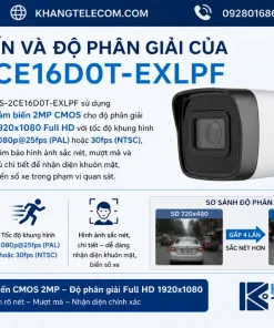Camera Analog 4in1 2MP HIKVISION DS-2CE16D0T-EXLPF: Dual Light, IP67