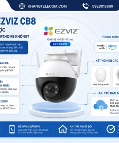 Camera EZVIZ CB8 Kit 2K: Pin 10400mAh, Xoay 360°, Đêm Màu