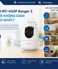 Camera IMOU IPC-A52P Ranger 2: 3K 5MP, Xoay 355°, IR 10m