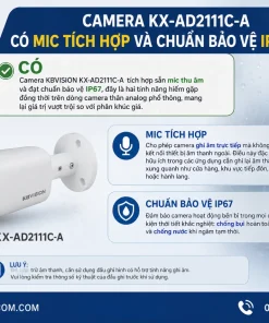 Camera Analog KBVISION KX-AD2111C-A: 2MP, Full Color, Mic, IP67