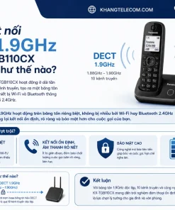 Điện thoại không dây Panasonic KX-TGB110CX: LCD 1.4”, 50 Số, DECT