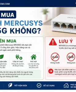 Switch 5 Cổng Mercusys MS105G: 5 RJ45, Gigabit, Tiết Kiệm Điện
