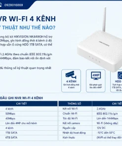 Bộ Kit Wifi HIKVISION NK44W0H: 4 Camera 4MP, NVR 4 Kênh, H.265