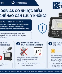 Đèn Năng Lượng Mặt Trời 600W GONEO GN-C600B-AS: IP65, 3100lm, Pin 30Ah