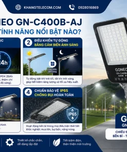 Đèn Năng Lượng Mặt Trời 400W GONEO GN-C400B-AJ: 18W, IP65, Pin 25Ah