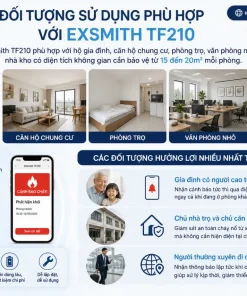 Đầu Báo Khói Wifi Exsmith TF210: 20m², Wifi 2.4GHz, 80dB, Pin 9V