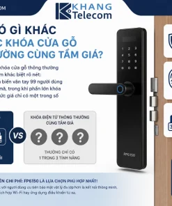 Khóa Cửa Gỗ PHGLOCK FP6150: Vân Tay, Chốt Kép Chống Cạy