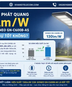 Đèn Năng Lượng Mặt Trời 600W GONEO GN-C600B-AS: IP65, 3100lm, Pin 30Ah