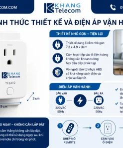 Ổ Cắm Điều Khiển Từ Xa RF TPE TF2AV2: 433MHz, 2000W, Hẹn Giờ, ABS