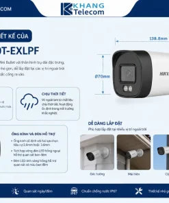 Camera Analog 4in1 2MP HIKVISION DS-2CE16D0T-EXLPF: Dual Light, IP67