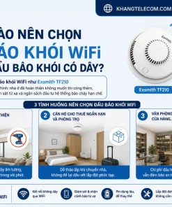 Đầu Báo Khói Wifi Exsmith TF210: 20m², Wifi 2.4GHz, 80dB, Pin 9V