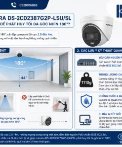 Camera Hikvision DS-2CD2387G2P-LSU/SL: 8MP, 180°, ColorVu 24/7