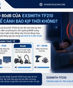 Đầu Báo Khói Wifi Exsmith TF210: 20m², Wifi 2.4GHz, 80dB, Pin 9V