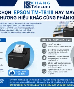 Máy in hóa đơn Bill Printer EPSON TM-T81III: K80, Dao Cắt, 200mm/s