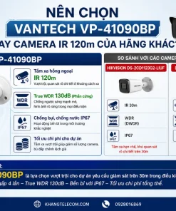 Camera IP VANTECH VP-41090BP: 4MP, Hồng Ngoại 120m, True WDR 130dB