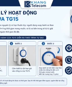 Ổ Cắm Hẹn Giờ Dạng Cơ KAWA TG15: 15 Phút, 1200W, Dùng Trong Nhà