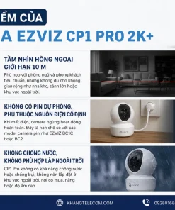 Camera EZVIZ CP1 Pro 2K+: Zoom 4X, Quay Quét 360°, Gọi Một Chạm