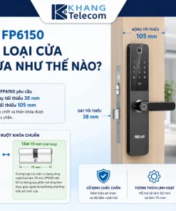Khóa Cửa Gỗ PHGLOCK FP6150: Vân Tay, Chốt Kép Chống Cạy