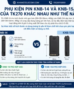 Máy bộ đàm KENWOOD TK270: UHF 400-470MHz, Công Suất 5W, 16 Kênh