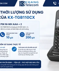 Điện thoại không dây Panasonic KX-TGB110CX: LCD 1.4”, 50 Số, DECT