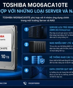 Ổ cứng chuyên dụng 10TB TOSHIBA MG06ACA10TE: Server, NAS, 7200rpm