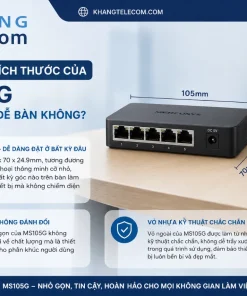 Switch 5 Cổng Mercusys MS105G: 5 RJ45, Gigabit, Tiết Kiệm Điện