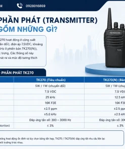 Máy bộ đàm KENWOOD TK270: UHF 400-470MHz, Công Suất 5W, 16 Kênh