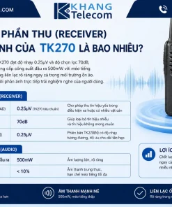 Máy bộ đàm KENWOOD TK270: UHF 400-470MHz, Công Suất 5W, 16 Kênh