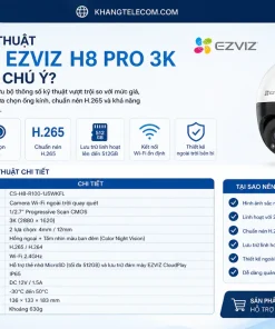 Camera EZVIZ H8 Pro 3K: Xoay 340°, AI Người/Xe, Đêm 30m