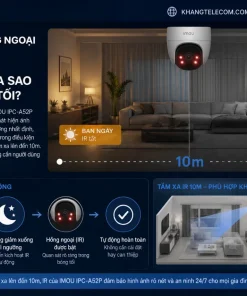 Camera IMOU IPC-A52P Ranger 2: 3K 5MP, Xoay 355°, IR 10m