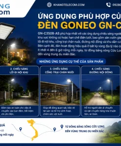 Đèn Năng Lượng Mặt Trời 350W GONEO GN-C350B-AS: 15W, 2100lm, Pin 20Ah