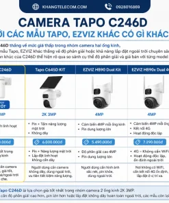 Camera Tapo C246D so với các mẫu Tapo, EZVIZ khác có gì khác biệt