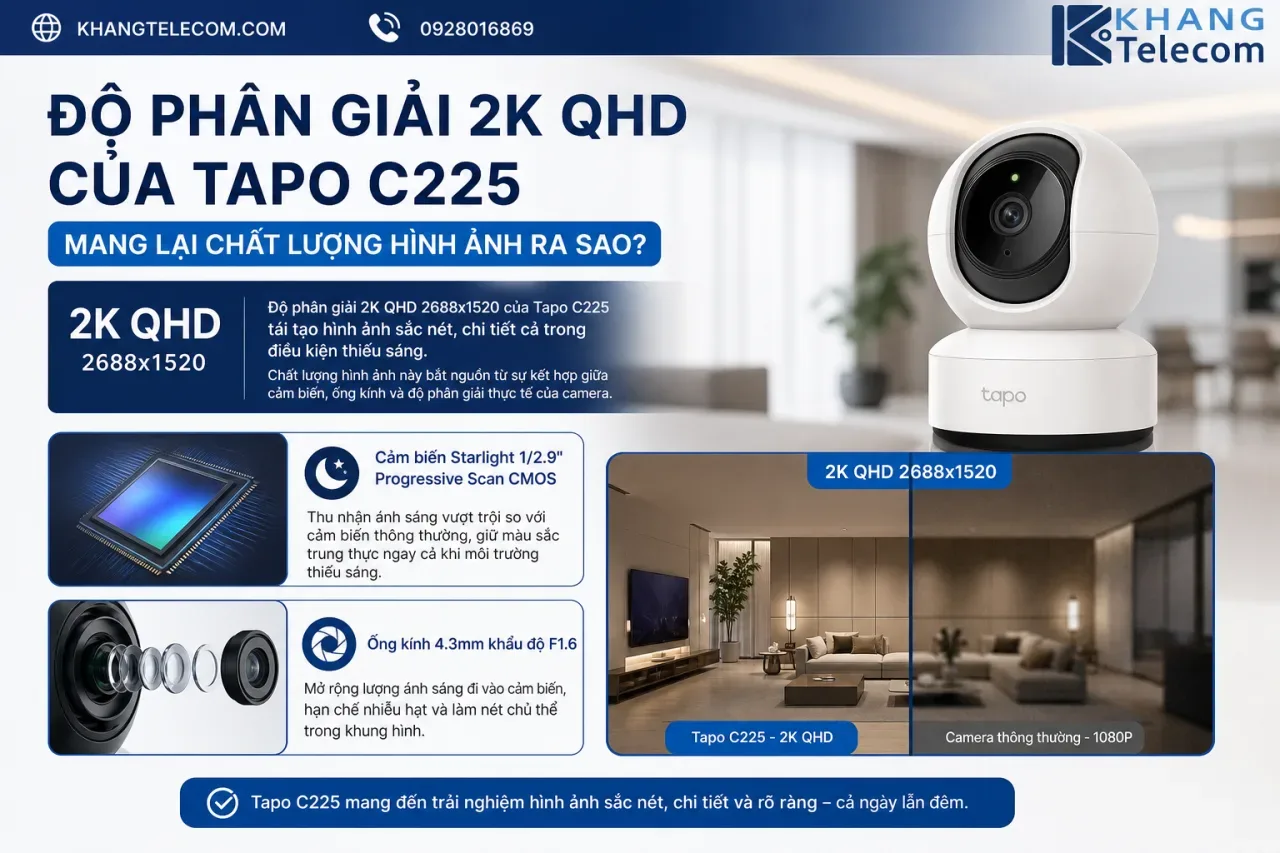 Độ phân giải 2K QHD của Tapo C225 mang lại chất lượng hình ảnh ra sao? Độ phân giải 2K QHD của Tapo C225 mang lại chất lượng hình ảnh ra sao?