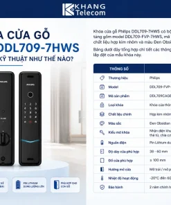 Khóa cửa gỗ Philips DDL709-7HWS có thông số kỹ thuật