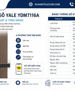 Khóa cửa gỗ Yale YDM7116A có thông số kỹ thuật và tính năng