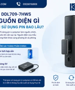Khóa Philips DDL709-7HWS dùng nguồn điện gì và thời gian sử dụng pin bao lâu