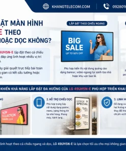 Lắp Đặt Màn Hình LG 49UH5N-E Theo Chiều Ngang Hoặc Dọc