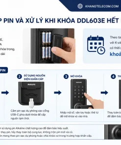 lắp pin và xử lý khi khóa DDL603E hết pin