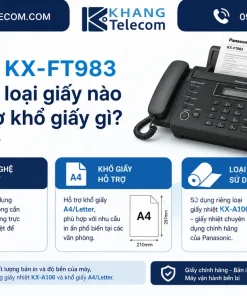 Máy fax KX-FT983 sử dụng loại giấy nào và hỗ trợ khổ giấy gì?