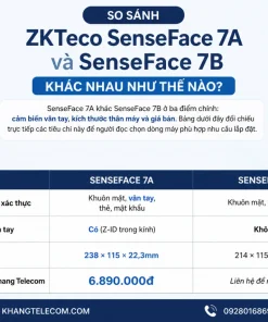 So sánh ZKTeco SenseFace 7A và SenseFace 7B khác nhau