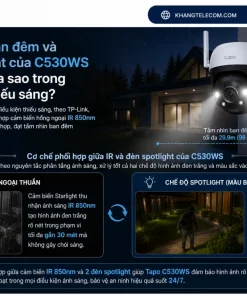 Tầm nhìn ban đêm và đèn spotlight của C530WS hoạt động ra sao trong điều kiện thiếu sáng?