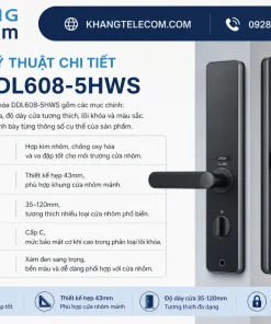 Thông số kỹ thuật chi tiết của khóa DDL608-5HWS là gì?