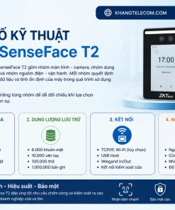 Thông số kỹ thuật của ZKTeco SenseFace T2 gồm những gì