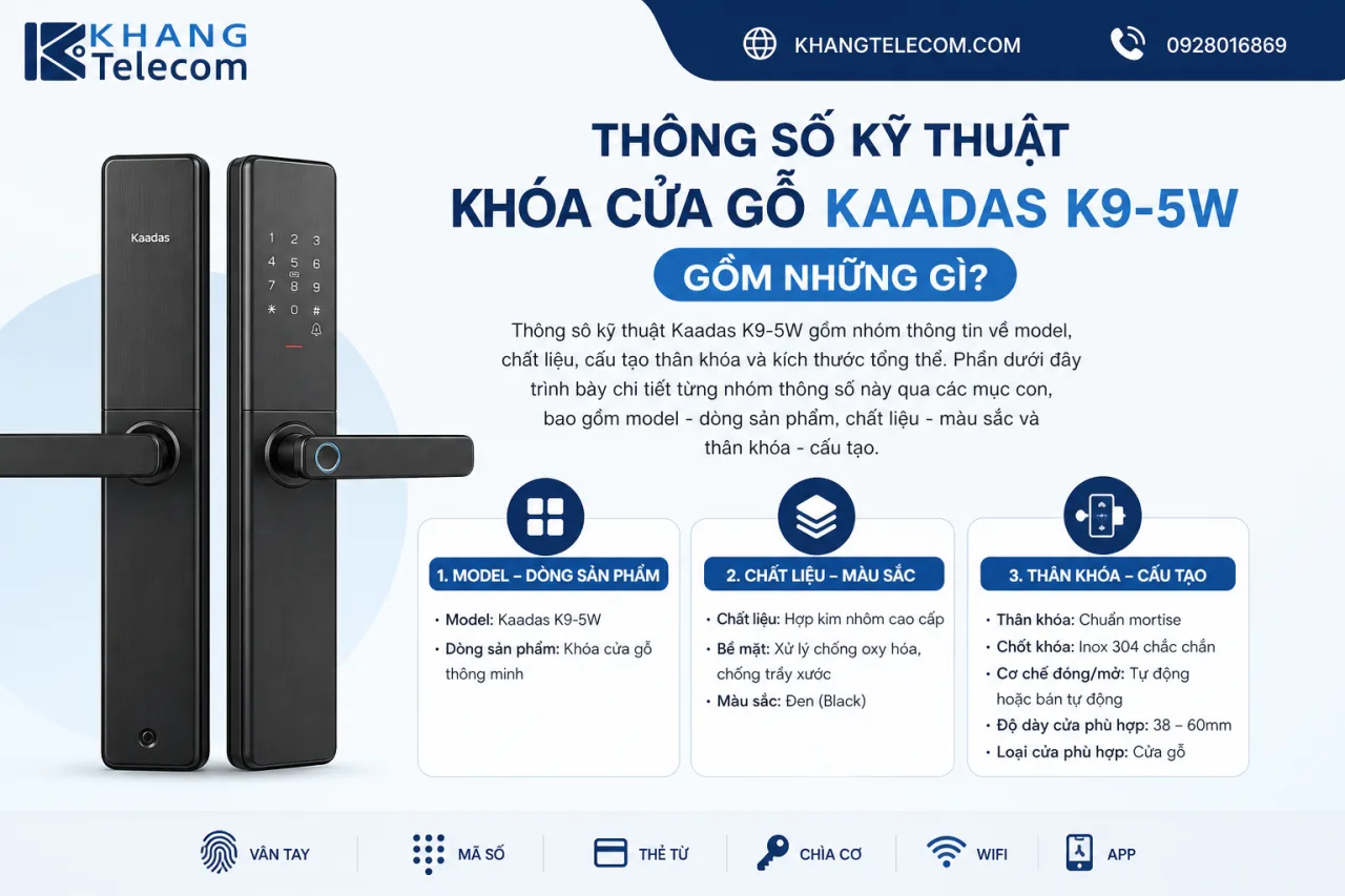 Thông Số Kỹ Thuật Khóa Cửa Gỗ Kaadas K9-5W Gồm Những Gì