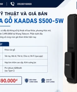 Thông số kỹ thuật và giá bán Khóa cửa gỗ Kaadas S500-5W hiện nay