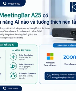 Yealink MeetingBar A25 có những tính năng AI nào và tương thích nền tảng họp nào