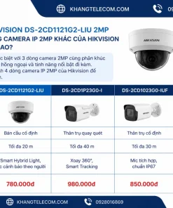 Camera IP Hikvision DS-2CD1121G2-LIU 2MP so với các dòng camera IP 2MP khác của Hikvision khác nhau
