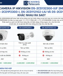 Camera IP Hikvision DS-2CD1323G0-IUF 2MP so với DS-2CD1P23G0-I, DS-2CD1121G2-LIU và DS-2CD1023G0E-I khác nhau